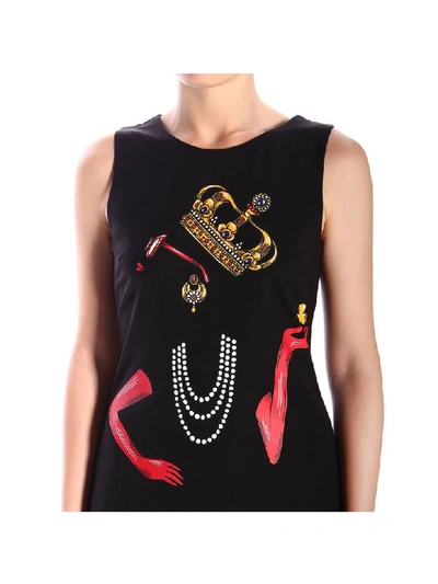 Shop Boutique Moschino Sleeveless Tube Dress With Queen Pattern In Black