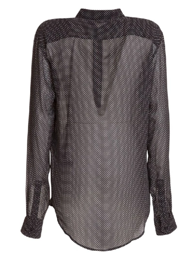 Shop Saint Laurent Sheer Spotted Blouse In Nero