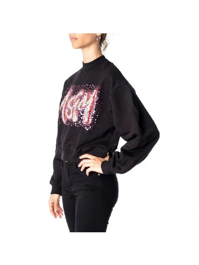 Shop Msgm Cotton Sweatshirt In Black