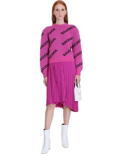 Shop Balenciaga Skirt In Rose-pink Polyester