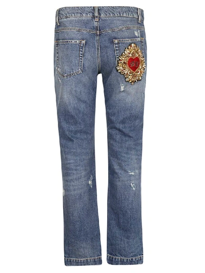 Shop Dolce & Gabbana Logo Patch Jeans In Blue