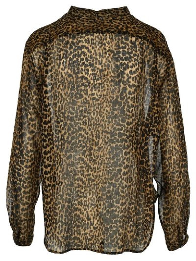 Shop Saint Laurent Leopard Print Shirt In Brown Leopard Print