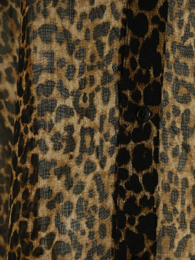 Shop Saint Laurent Leopard Print Shirt In Brown Leopard Print