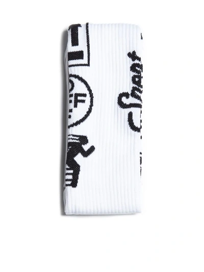 Shop Off-white Logo Socks In White Black
