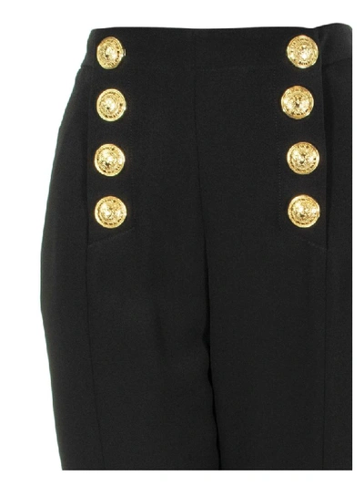 Shop Balmain Decorative Buttons Cropped Trousers In Black