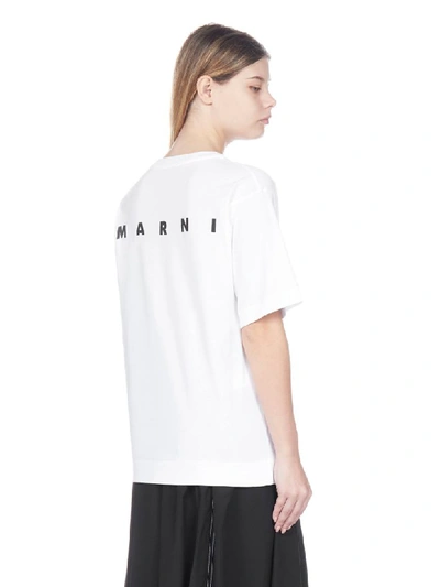 Shop Marni Mouse Logo Cotton T-shirt In White Red