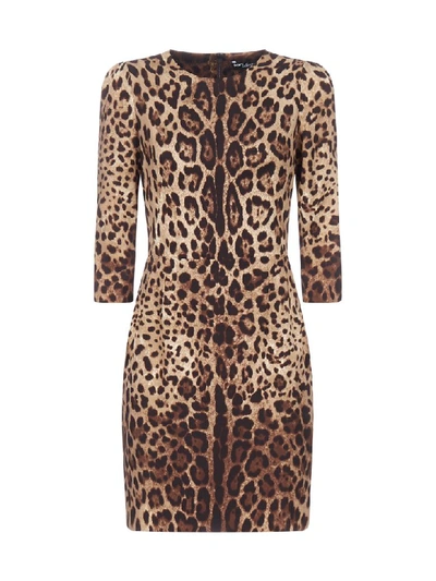 Shop Dolce & Gabbana Leopard-print Stretch Silk Dress In Leo New