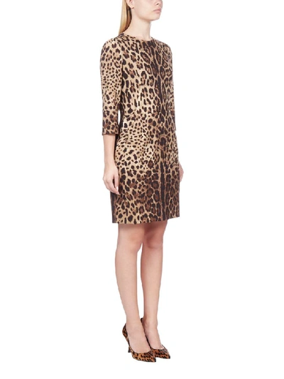Shop Dolce & Gabbana Leopard-print Stretch Silk Dress In Leo New