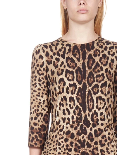 Shop Dolce & Gabbana Leopard-print Stretch Silk Dress In Leo New