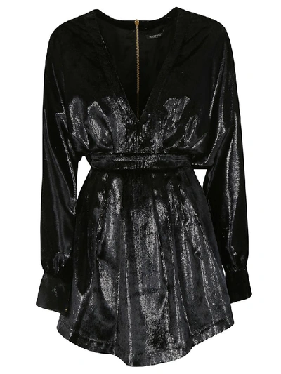 Shop Balmain Rear Zipped Dress In Black