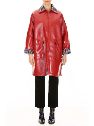 Shop Bottega Veneta Waxed Coat In Red Monalisa Atlan (red)