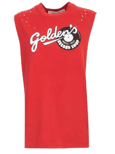 Shop Golden Goose T-shirt W/s Crew Neck Golden Record In Goji Berry Golden Record