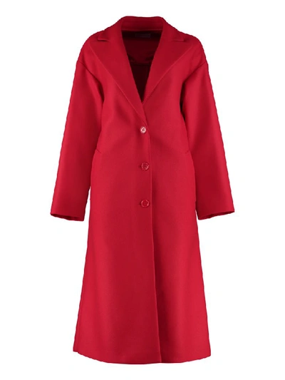 Shop Red Valentino Wool Oversize Coat In Red