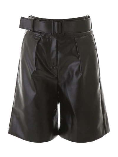 Shop Self-portrait Faux Leather Shorts In Black (black)