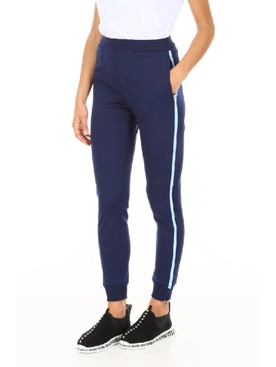 Shop Prada Joggers With Side Band In Baltico+azzurro (blue)