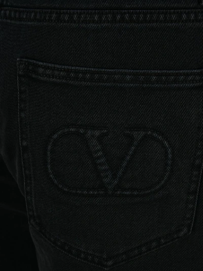 Shop Valentino Embroidered Jeans In Black