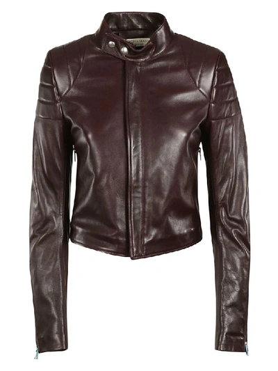 Shop Bottega Veneta Concealed Leather Jacket In Ox Blood