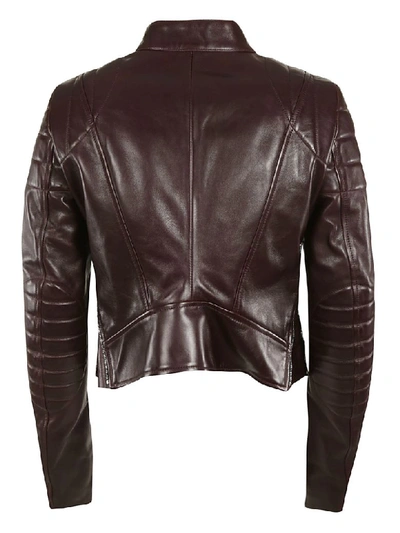 Shop Bottega Veneta Concealed Leather Jacket In Ox Blood
