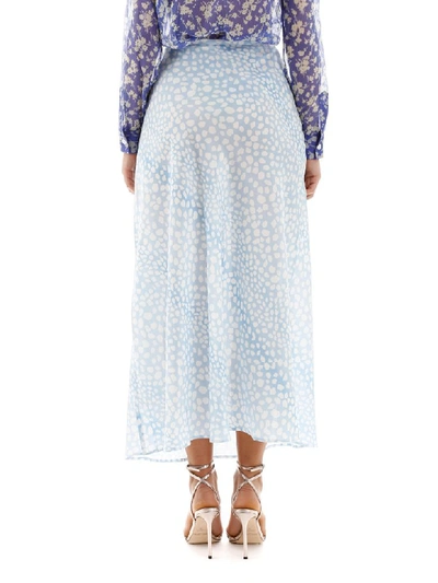 Shop Rixo London Kelly Skirt In Ombre Bleu Leopard (light Blue)