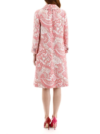 Shop Dolce & Gabbana Lurex Jacquard Coat In Jacquard (pink)