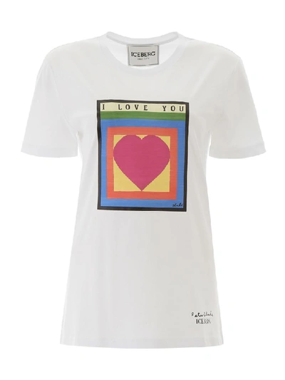 Shop Iceberg I Love You T-shirt In Bianco Ottico (white)