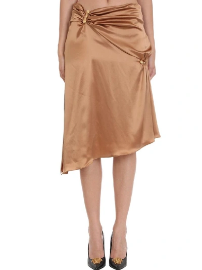 Shop Versace Skirt In Brown Silk