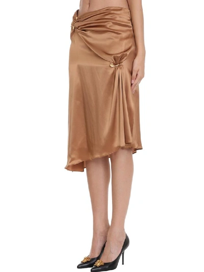 Shop Versace Skirt In Brown Silk