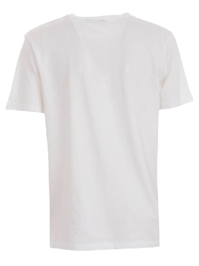 Shop Balmain T-shirt S/s 3 Buttons On Shoulder Vintage Logo In Gab Blanc Noir