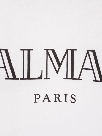 Shop Balmain T-shirt S/s 3 Buttons On Shoulder Vintage Logo In Gab Blanc Noir