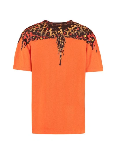 Shop Marcelo Burlon County Of Milan Printed Short Sleeve Cotton T-shirt In Orange