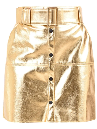 Shop Msgm Shiny Skirt In Metallic