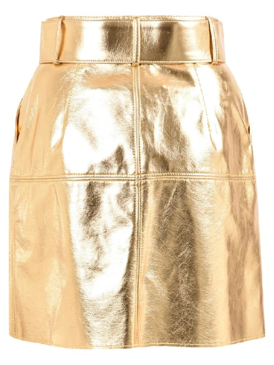 Shop Msgm Shiny Skirt In Metallic