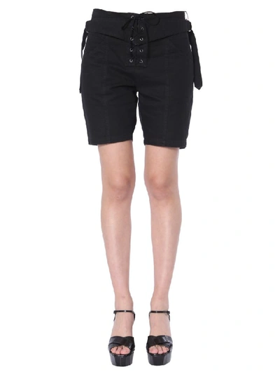 Shop Saint Laurent Denim Shorts In Nero