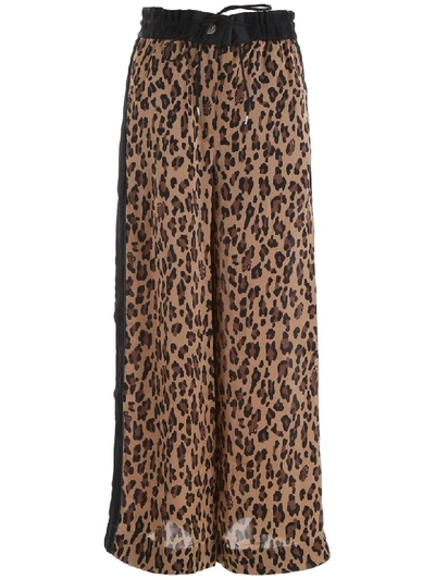 Shop Sacai Leopard Print Trousers In Animalier (brown)