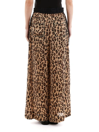 Shop Sacai Leopard Print Trousers In Animalier (brown)