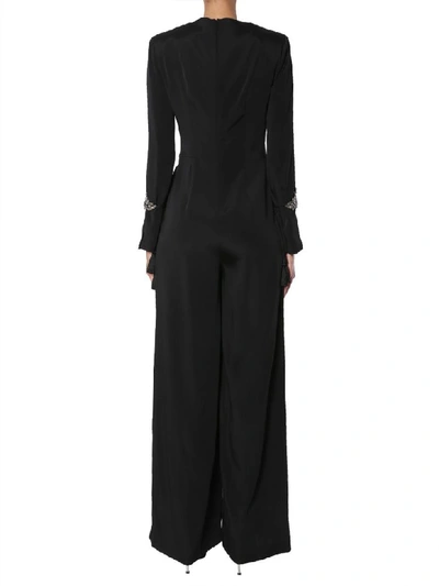 Shop Alberta Ferretti Jumpsuit With Jewel Applications In Nero