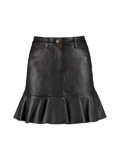 Shop Michael Michael Kors Leather Mini Skirt In Black