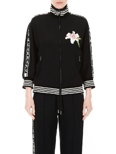 Shop Dolce & Gabbana Lily Patch Sweatshirt In Nero (black)
