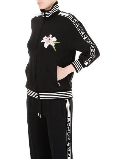 Shop Dolce & Gabbana Lily Patch Sweatshirt In Nero (black)