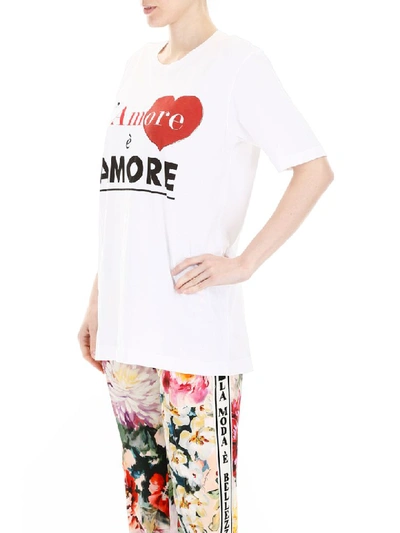 Shop Dolce & Gabbana Lamore È Amore T-shirt In Bianco Ottico (white)