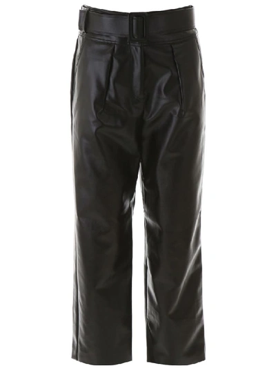 Shop Self-portrait Faux Leather Trousers In Black (black)