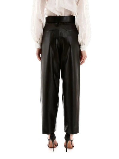 Shop Self-portrait Faux Leather Trousers In Black (black)