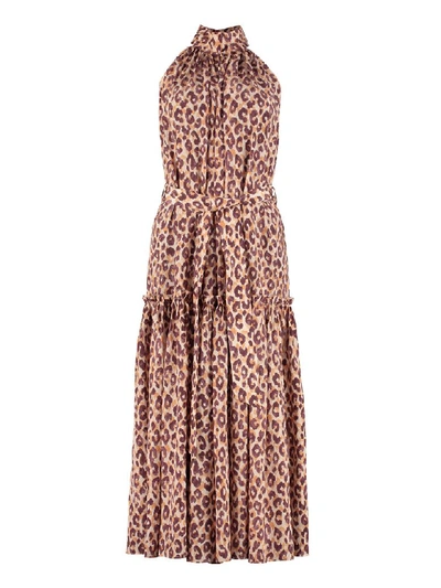 Shop Zimmermann Leopard-print Silk Long Dress In Multicolor