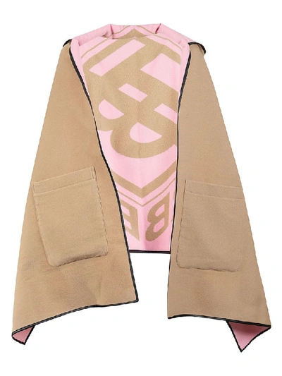 Shop Burberry Logo Print Hooded Cape In Archive Beige
