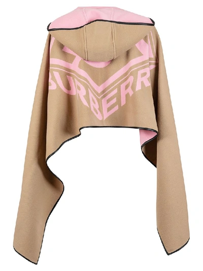 Shop Burberry Logo Print Hooded Cape In Archive Beige
