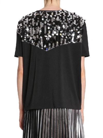 Shop Mm6 Maison Margiela T-shirt With Sequin Insert In Nero