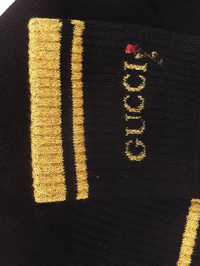 Shop Gucci Shiny Pong Socks In Black/yellow