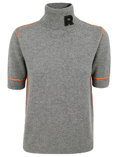 Shop Rochas Roll Neck Logo Sweater In Grey