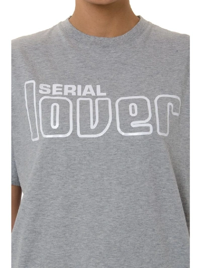 Shop Golden Goose Serial Lover Grey Cotton T-shirt In Melgrey/white