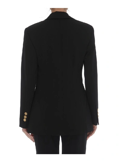 Shop Versace Medusa Safety Pin Logo Blazer In Black